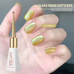YICKYUE - 10ml Sparkling Glass Bead Flash White Spark Cat Eye Gel Nail Polish Magnetic Gel Nude Color Semi Permanent Soak Off Nail Polish
