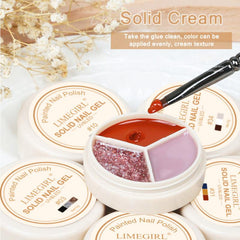 Yickyue Three-color Solid Cream Nail Gel Polish Canned Semi-Permanent Soak Off UV Varnish Gel Nail Art Design Nail Polish TSLM1