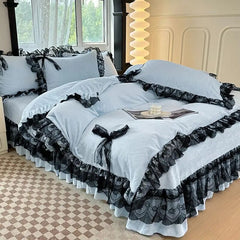 Yickyue Winter Thickened Warm Double-sided Plush Luxury Bed Linens Set Home Textiles Quilt Cover Sheet Pillowcase 4pcs Queen Bedding Set