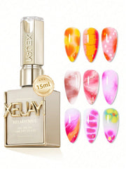 YICKYUE - 2Pcs 15ml Blooming Glue Gel Nail Polish UV LED Soak Off Top Gel Glossy Sealer Shiny Varnish