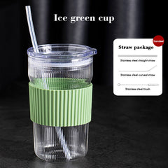 SENDIAN Japanese-style Glass Straw Cup Handmade Large-capacity Glass Water Cup 2021 New Office Household Water Ware Accessories