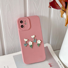 3D Tulip flower soft silicone phone case for iphone 7 8 plus 13 12 mini 11 pro max x xr xsmax cute ins shockproof cover capa
