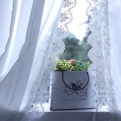 Korean Pink Lace Sheer Curtains for Living Room Thicken Short Tulle Curtain for Kitchen Bathroom Cupboard Elegant Window Decor