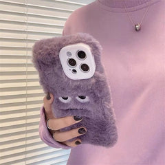 Korean Cute Funny Fur Fluffy Phone Case For iphone 13 12 11 Pro MAX Mini X XS XR 7 8 Plus SE Girl Cover Soft Plush Coque