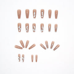 24Pcs/Box Charming Fake Nails Butterfly Press On Nails Long Sets Ballet Diamond Nail Patch Wearable Full Cover Nail Tips