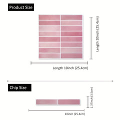 YICKYUE - 20-Pack Self-Adhesive Pink Stone Pattern Tiles - Plaid PET Square Wall Hanging Decor, Waterproof Stain-Resistant Kitchen Decoration, Architecture Theme Indoor Wall Art, 10x10 Inch