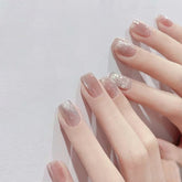 24pcs Fashion Cat Eye Reflection Style Polished Nail Patch Wearable Full Cover Press on Fake False Nails for Wedding and Party