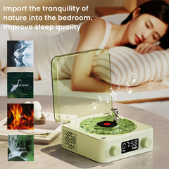 YICKYUE - Mini Retro White Noise Bluetooth-compatible Speaker Portable Sleep Aid Vinyl Record Player Subwoofer With Light Support TF Card