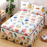 New Arrival 3pcs Set Soft Sanding Anti-slip Bedspread 1pc Bed Skirt+2pcs Pillowcase, King Queen Size Soft Smooth Bed Cover