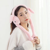Cute jumping Earmuffs Rabbit Moving Ears Airbag Hat Warm Funny Toy Cap Plush Toy Headphones Children Christmas Gift for Children