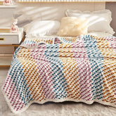 A class yarn-dyed milk fleece blanket winter plus velvet thick coral fleece sheets student dormitory nap blanket