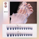24 Pcs Pointy Gradient Nail Powder Nail Art Fake Nails Spar Cat's Eye Press On Nail Tips Artificial Diamond Manicure Decoration