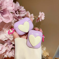 Purple earphone case 3d love headset cover for apple airpod pro wireless bluetooth charging box for airpods 2 1 3 couple heart