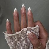 YICKYUE - 24pcs French False Nails Simple White Edge Design Press on Nails Nude Color Wearable Detachable Full Finished Fake Nail Patches