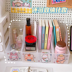 New Transparent Book Stand Storage Box Large-capacity Student Desktop Book Rack Cosmetic Storage Box Stationery Organizer