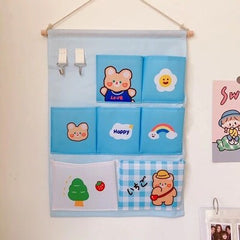 Home Decor Storage Bag Fabric Hanging Bag Cute Bedside Door Back Cabinet Hanging Storage Kawaii Organizer Pink Desk Organizer