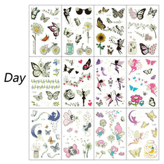 Butterfly Luminous Tattoo Temporary Children Waterproof Arm Leg Body Art Luminous Disposable Fairy Flash Fake Tattoo
