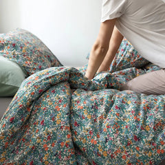 American Sle Floral Cotton Knitted Bedding Set 4pcs Pure Cotton Retro Sle Soft Breathable Comforter Cover eet