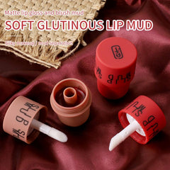 New Arrival Velvet Matte Lip Glaze Matte Waterproof Lipstick Makeup Stamp Shaped Lipclay Dual-use Lip and Cheek Cosmetics TSLM1