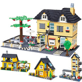 City Architecture Villa Cottage Model Building Blocks Compatible Friends Beach Hut Modular Home House Village Construction Toys