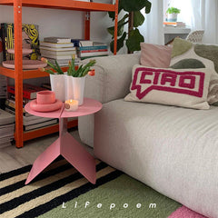 YICKYUE - Dopamine Pink Coffee Table Y2K Cream Style Bedside Sofa Side Table Corner Table Storage Rack Magazine Stand
