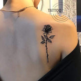 Waterproof Temporary Tattoo Sticker Black Rose Flower Design Body Art Fake Tattoo Flash Tattoo Back Shoulder Male Female