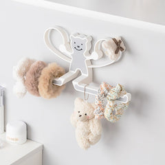 INS Cartoon Bear Hair Clips Holder Wall-mounted Girls Hairpin Storage Rack Headband Barrettes Organizer Punch-free Storage Rack