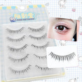 YICKYUE - 5 Pair Transparent Stem Anime Manga Lashes Extension Fluffy Natural Wispy Korean U-shaped False Eyelashes