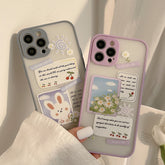 Cartoon rabbit painting ins flower phone case silicone cover for iphone xr x xs max 8 7 plus 11 12 mini pro max capa conque