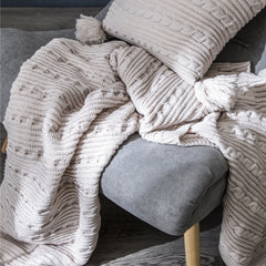 YICKYUE - Thread Knitted 130x160cm Throw Blanket for Bed Sofa Geometric Acrylic Fabric Bed Runner 45x45cm Cushion Cover 48x74cm Pillowcase