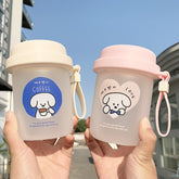 Cartoon Cute Puppy Heat-resistant Glass Girl Heart Child Portable Portable Ring Male and Female Student Couple Water Cup