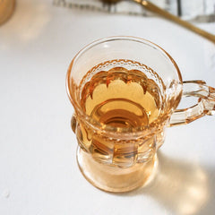 Ins Retro Relief Glass High Value Water Cup High Foot Latte Coffee Cup with Afternoon Tea Cup