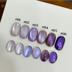 YICKYUE - 10ML 1-9PCS Autumn And Winter Purple Immortal Mew Magnet Cat Eye Gel Nail Polish Christmas Nails Purple Glass Bead Nail Glue