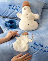 YICKYUE - Cute cartoon snowman blue bedding set,full queen king lovely kawaii 100s cotton home textile bed sheet pillow case duvet cover