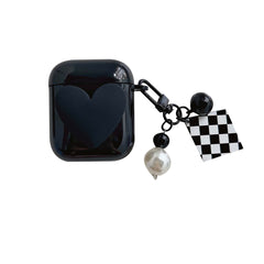 Cool black pearl pendant smiley soft silicone earphone case for apple airpod pro 1 2 3 charging box wireless bluetooth cover