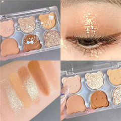 6 Color Eyeshadow Palette Pearly Matte Earth Color Eyeshadow Portable Glitter Long Lasting Natural Eyeshadow Eye Pigments Makeup