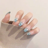 24pcs press on nails coffin Blue Clouds Wear Long Paragraph Fashion Manicure Patch False Nails Save Time Wearable Nail Patch TY
