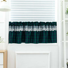 Yaapeet Lace Buffalo Check Plaid Curtain Farmhouse Window Valance for Living Bedroom Kitchen Rod Pocket Christmas Decoration