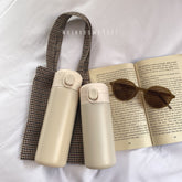 Pure Color Vacuum Flask Couple Korean Simple Autumn and Winter Health Cup Portable Elastic Cover Cute Student Cup Portable Bag