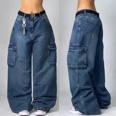 Hearujoy 90s Streetwear 2024 American New Fashion Letter Print Baggy Jeans Female Y2K High Street Harajuku Gothic High Waist Wide Leg Wide Trousers 1017