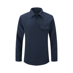 Hearujoy Spring Autumn Solid Color Grid Polo Shirt Men Long Sleeve Button Pocket Pullover Top Fashion Casual Sweatshirt Sport Tshirts