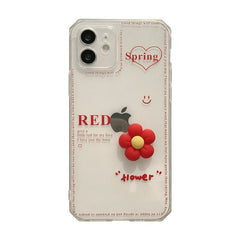 Little Red Flower silicone phone case cute shell capa for iphone 11 12 mini pro max 7 8 plus xs max x xr flower cover conque