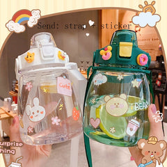 1200ml Plastic Water Bottle Tour Drinking Bottle Large Capacity Straw Plastic Cup for Kids/Girl/Adult Outdoor Sports Bottle