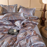 YICKYUE Luxury Satin Stitch Jacquard Bedding Set Comforter Cover Delicate Queen King Four-Piece Set Quilt Cover Pillowcases Home Textile