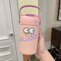 YICKYUE - Cute Thermos Bottle With Tea Filter 3D Sticker Vacuum Flask Stainless Steel Water Coffee Milk Travel Straw Cup 550/750ml Gift