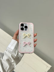 YICKYUE - ins Cartoon Colorful Dots 3D Pink Yellow Bow Bead Bracelet Phone Case for iPhone 16 15 14 13 Pro Max Back Cover Fund