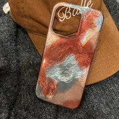 YICKYUE - Motting Gradient Blue Orange Shiny Glacier Cover For Iphone 16Pro 16 13 14 15 12 Pro Max 15Pro 14ProMax 13ProMax Phone Case