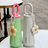 YICKYUE - Stainless Steel Thermos Bottle with Handle for Girls and Women, Insulated Bottle, Keep Hot and Cold, Beautiful, 450ml Tumbler