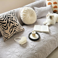 YICKYUE - French Retro Cotton Sofa Cover for Living Room Home Decor Quilting Embroidery Sofa Cushion Back Towel Anti-slip Sofa Cover Cloth