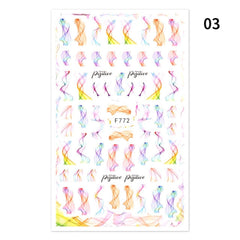 Flowers Leaves Line 3D Nail Stickers Autumn Winter Fall Leaf Design Transfer Sliders Abstract Waves Nail Art Decals Manicures